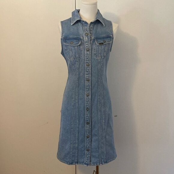 Lee Sleeveless Light Denim Mini Dress Size XS - Picture 3 of 14